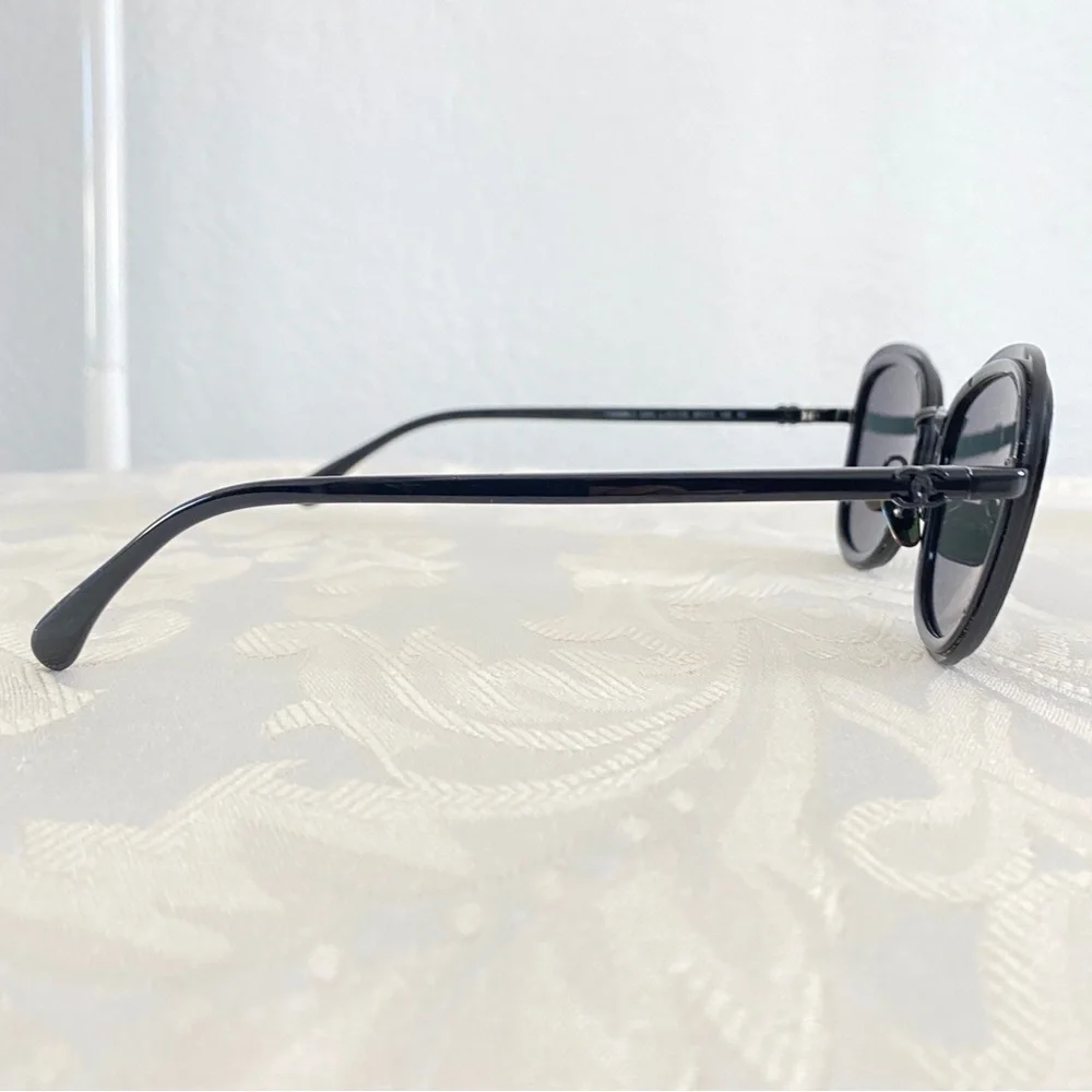 CHANEL Sunglasses Black Grey